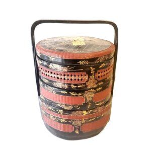 Vintage Chinese Lacquerware Wedding / Food Basket ✨